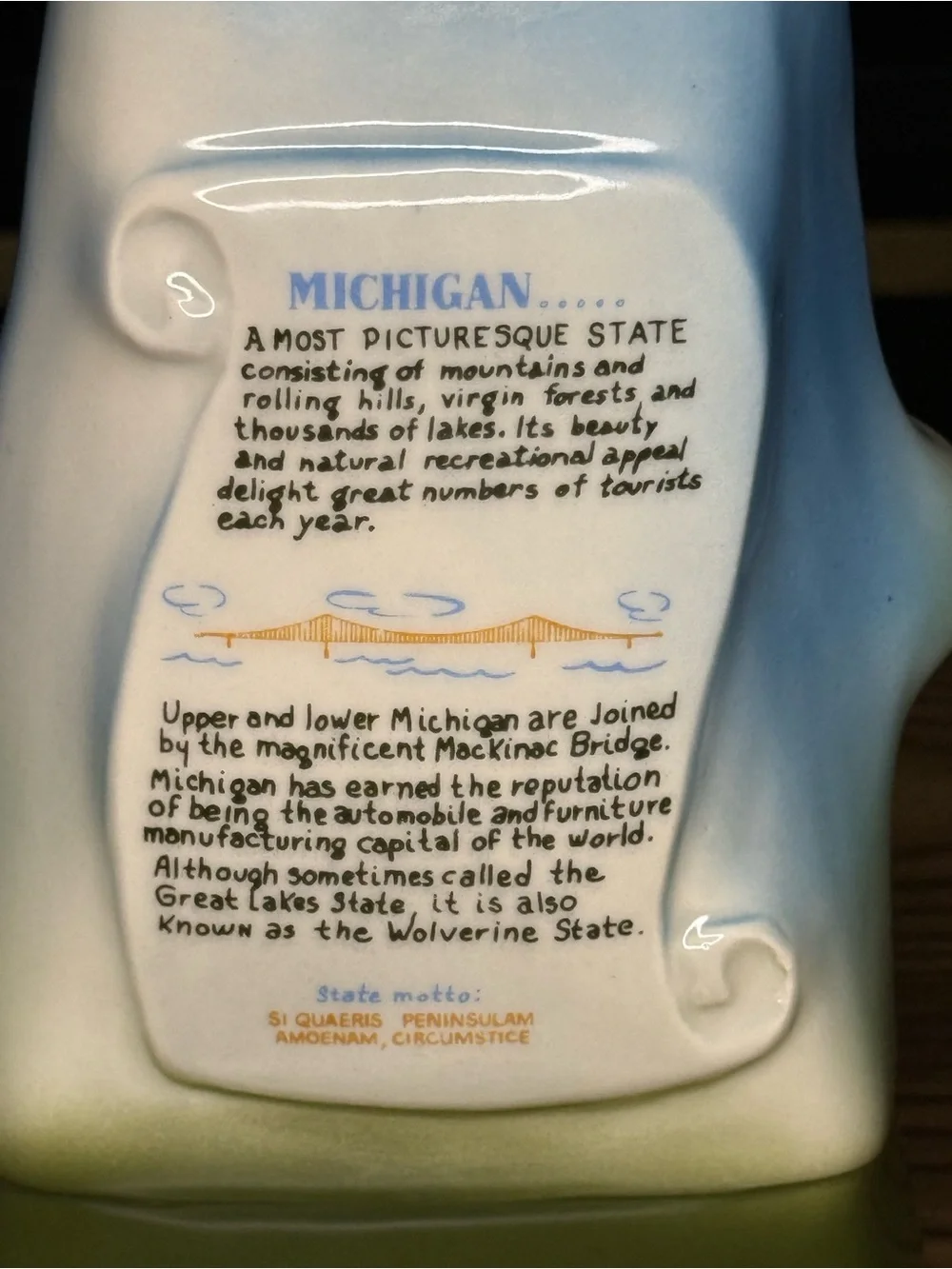 Jim Beam Michigan 1972 Decanter-Collectible-Tax Stamp Tape & Plastic Stopper